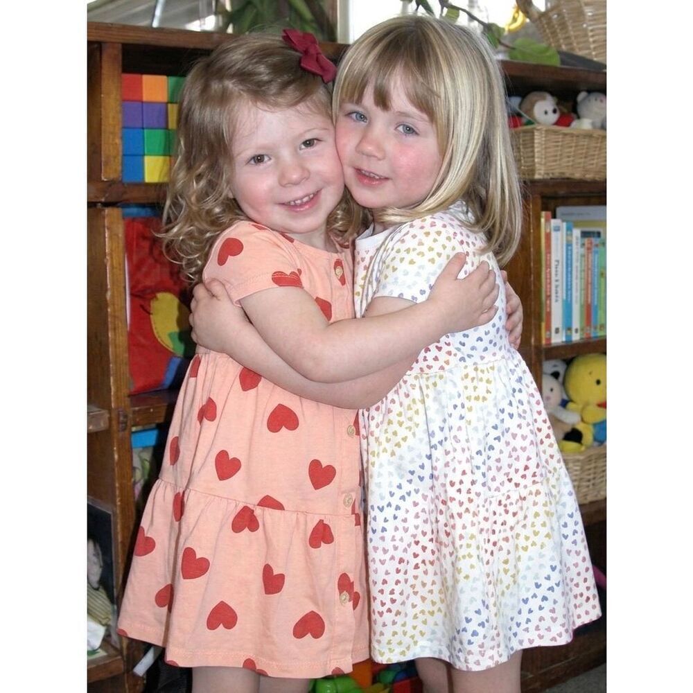 H&M OLD NAVY Toddler Girls 12-18 Months Valentine Rainbow Heart Print Knit Dress